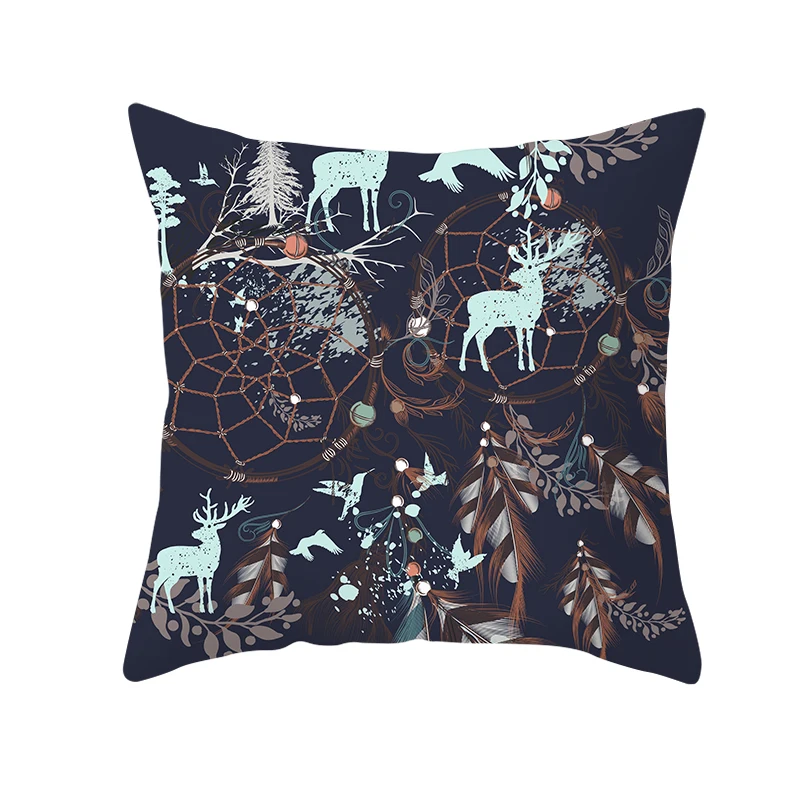 mling 1pcs 45x45cm Santa Claus Christmas Tree Pillowcase Peach Skin Pillowcase Waist Pillow Polyester Throw Pillow Case Cover