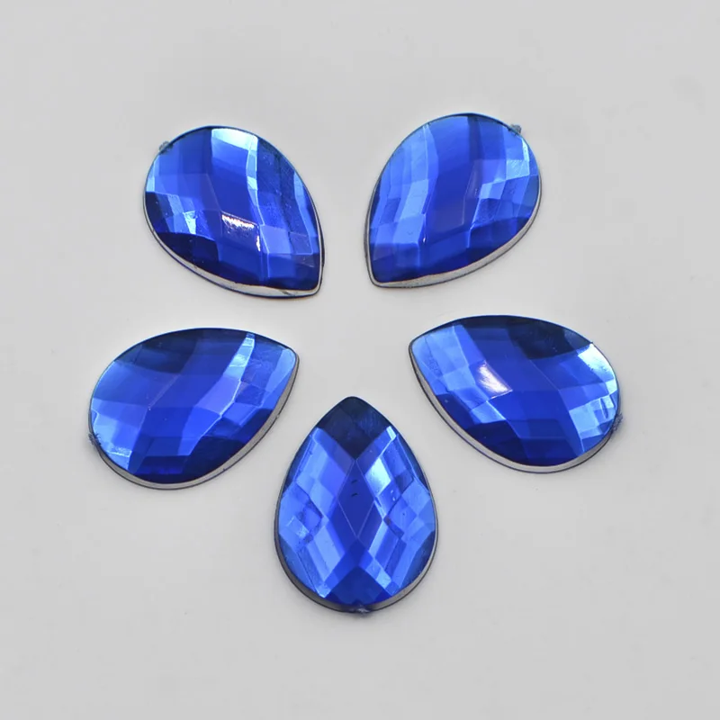Sapphire 40 шт. блестящие AB смолы 13* мм 18 мм Teardrop плоской задней горный хрусталь аппликации Записки свадебные украшение своими руками SK90* 2 - Цвет: Sapphire