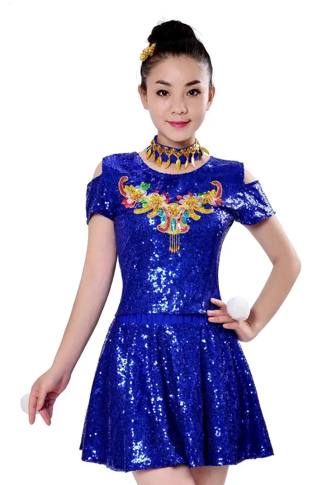 

Modern dance costumes female adult youth ds sequined jazz dance costume dance drum suits opening dance tutu