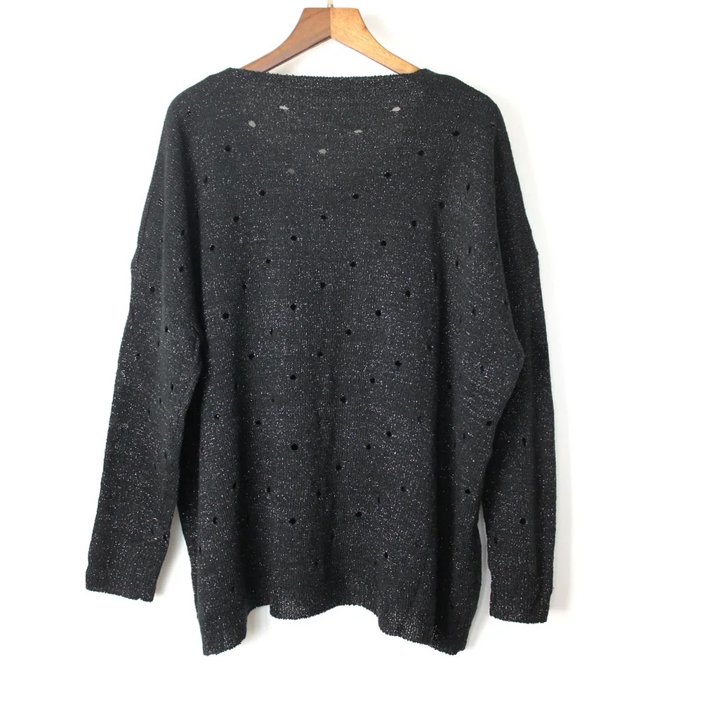 PUNK ROCK style butterfly Bronzing tops hollow out Knitted Sweaters Pullovers Femme hole Loose Feminino sexy womens Tops | Женская