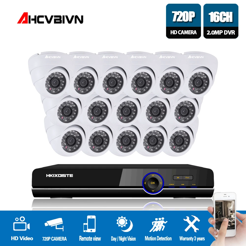 16CH система видеонаблюдения 16 720P домашняя камера безопасности CCTV DVR видео