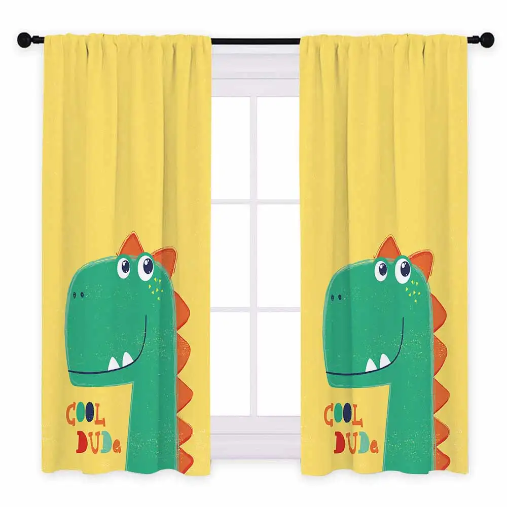 Style B1 - 2pcs Miracille мультяшная занавеска для гостиной с принтом динозавра, занавеска для детской спальни, милые затемненные занавески на окна, 1/2 шт - Color: Style B1 - 2pcs