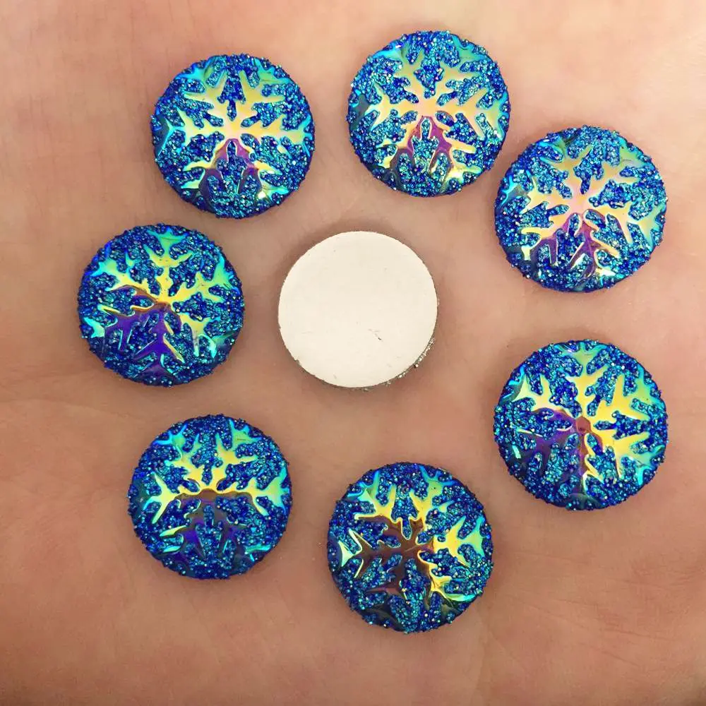 (50 pieces/lot) Resin AB color snowflake round/FlatBack Appliques/Christmas DIY craft K158*2 | Дом и сад