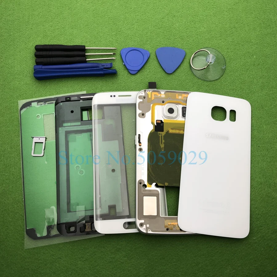 Для samsung Galaxy S6 Edge G925 G925F полный корпус чехол рамка средняя рамка задняя крышка+ Переднее стекло объектив Инструменты наклейка