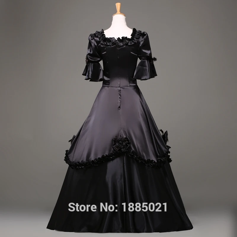 Черный Принцесса суд платье Мария-Антуанетта средневековый викторианской