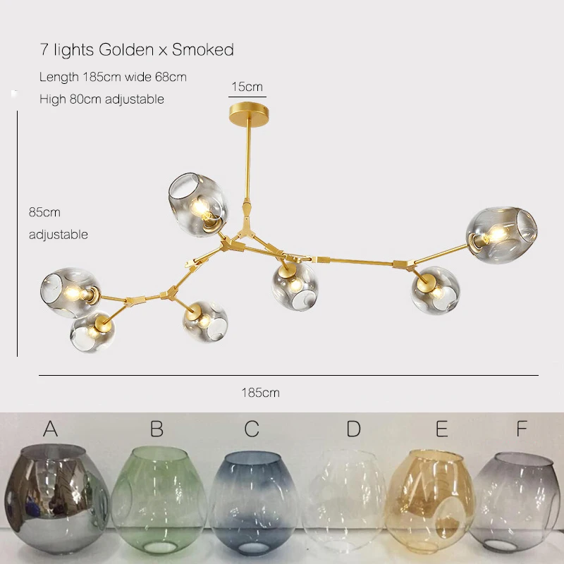 7 lights DAR Глобус стекло люстры светильник s Скандинавский современный люстра светильник ing Подвесная лампа стеклянный шар лампа 110 В, 220 В - Цвет абажура: 7 lights