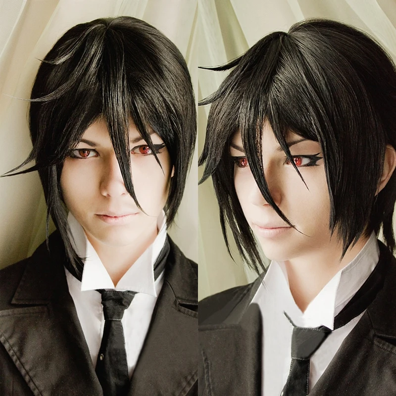 

Парик Kuroshitsuji Black Butler Себастьян Михаэлис короткий черный термостойкий Аниме Косплей парики + дорожка + парик Кепка