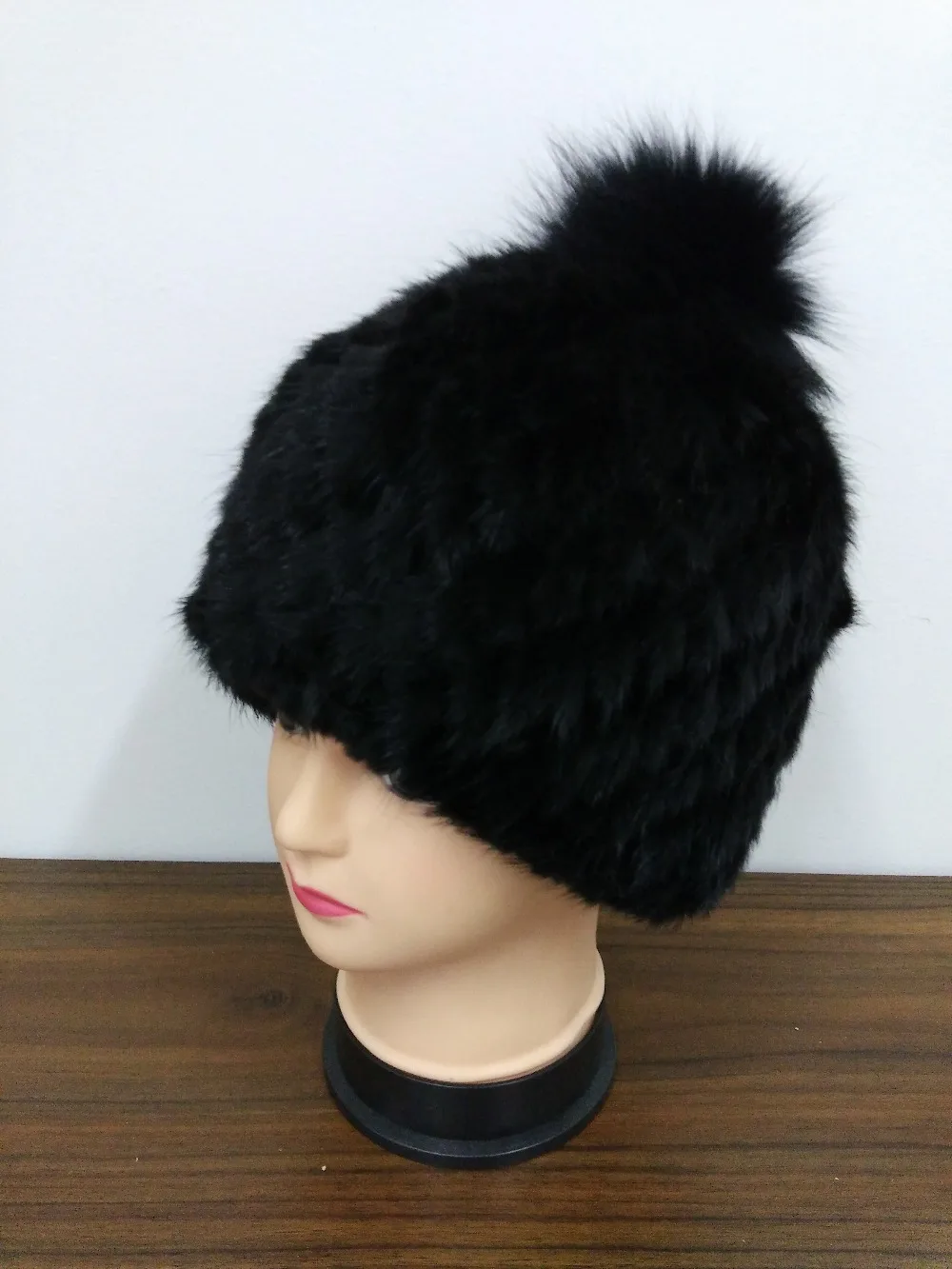 Женская шапка из натурального меха норки зимняя вязаная с лисьим мехом новая