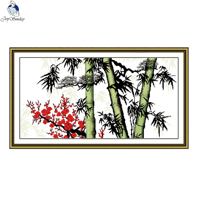 Joy Sunday Pine Bamboo and Plum (1) Patterns Counted Cross Stitch kit DIY Hand Made Cotton Thread Embroidery set Send Gift | Дом и сад