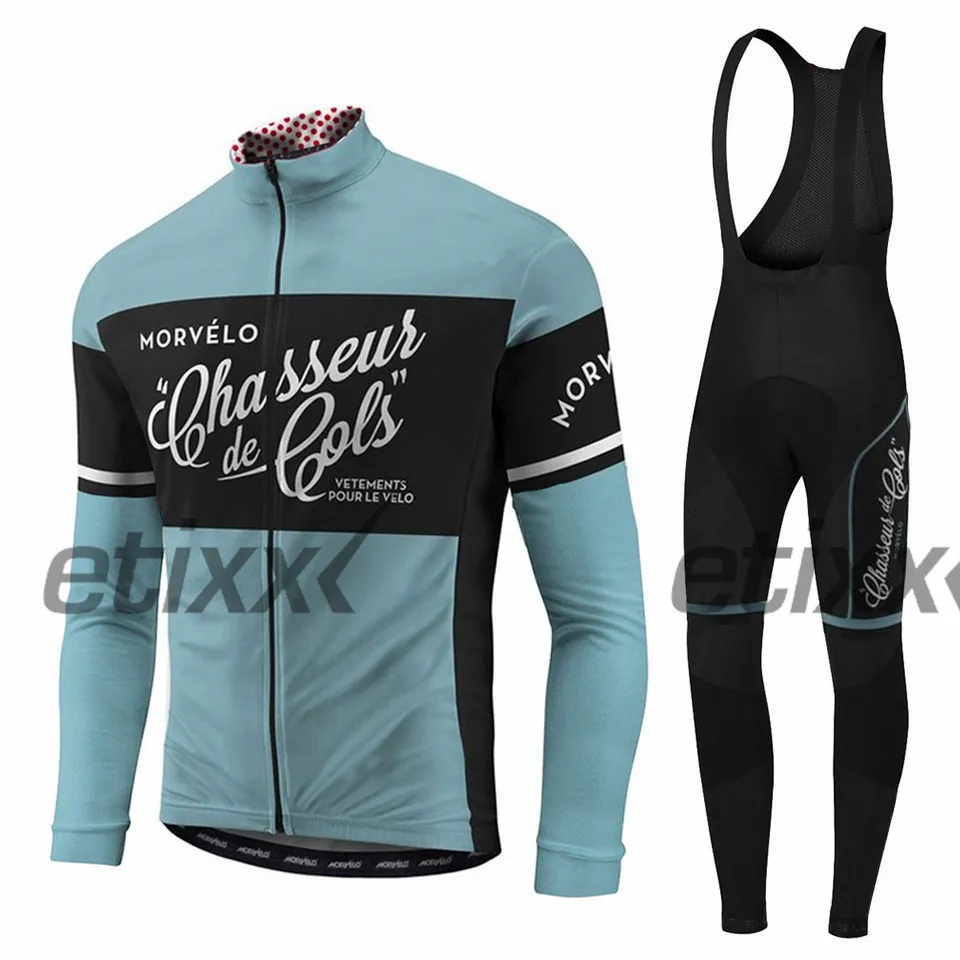 Spring autumn team Morvelo long sleeve cycling jersey set Ropa Ciclismo breathable racing bike clothing MTB Bike 9D gel pad - Цвет: 1
