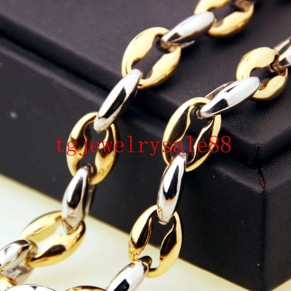 12 мм широкий модный серебряный/золотой кофе в зернах ожерелье/браслет для