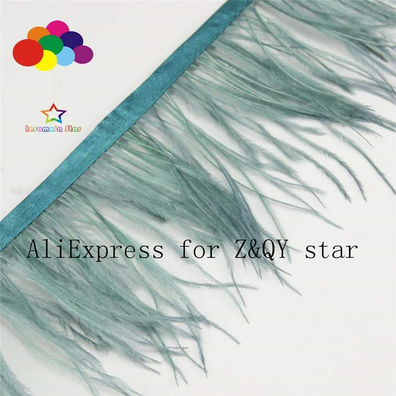 Z & Q Y натуральные красивые окрашенные Страусиные волосы серого и зеленого цвета