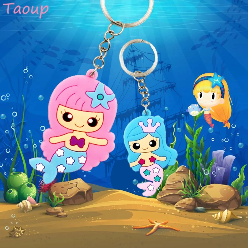Taoup 1 шт. милый мультфильм резиновый маленький брелок для ключей «русалка» с днем рождения Русалка тема вечерние украшения для украшения девочки вечерние сувениры
