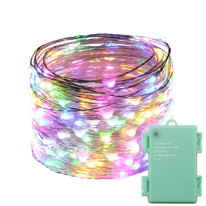 Multicolor 6AA на батарейках 20 м 200 светодиодный водонепроницаемый теплый белый светодиодный гирлянда, серебристые рождественские светильники для свадебной вечеринки 5 режимов - Испускаемый цвет: Multicolor
