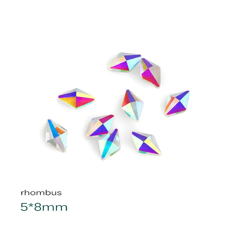5x8 Rhombus QIAO стиль маленький размер украшения прозрачное стекло кристалл AB дизайн ногтей Клей на не горячей фиксации стразы 36 шт./лот - Цвет: 5x8 Rhombus