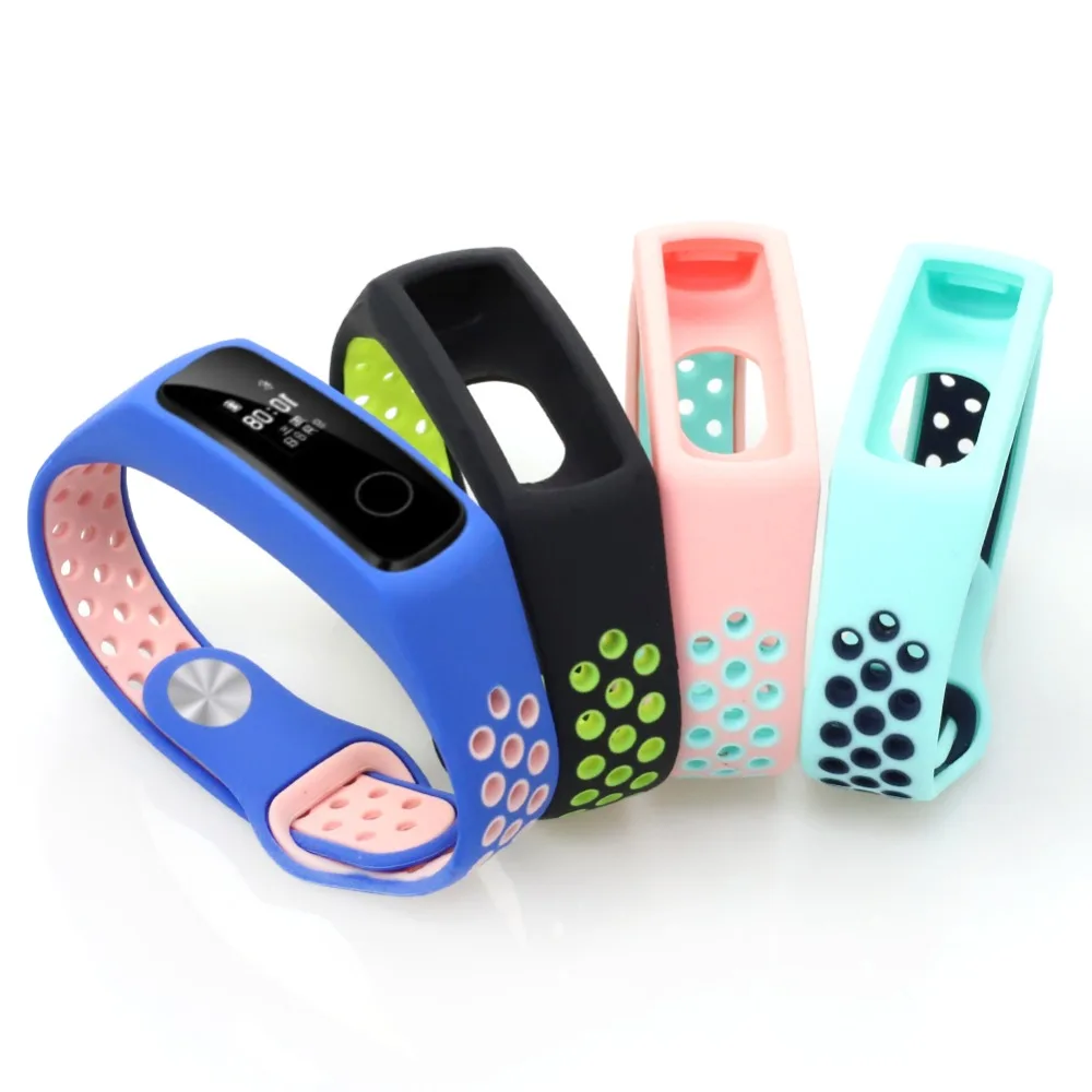 Силиконовый ремешок для huawei Honor Band 4 Smart Bracelet двухцветный дышащий ремешок для часов спортивный браслет для Honor Band 4 ремешок