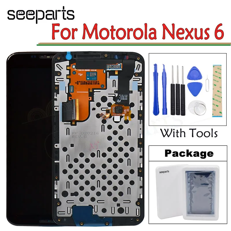 ЖК дисплей для Motorola Nexus 6 XT1100 XT1103 сенсорный экран дигитайзер в сборе с рамкой 100%