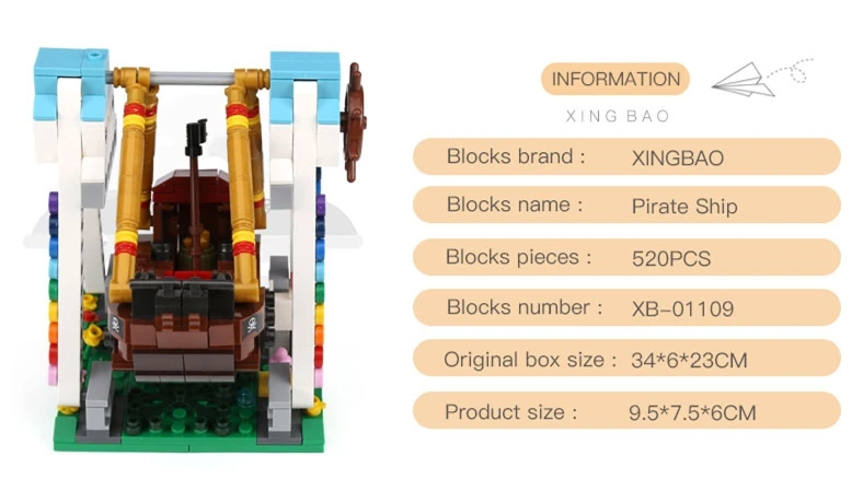 XINGBAO игровая площадка 01109 Мировая Серия 520 шт Набор &quotПиратский корабль&quot