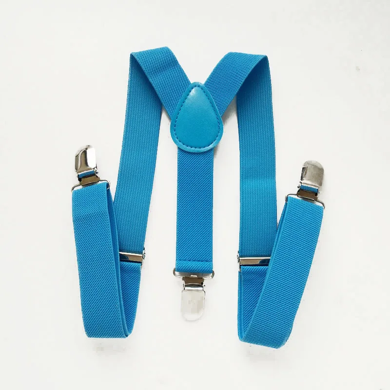sky blue Эластичные подтяжки для маленьких мальчиков и девочек с y-образной застежкой на спине; однотонные Детские подтяжки; детская одежда; аксессуары; BD001-S - Цвет: sky blue