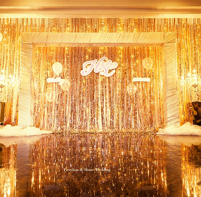 

3ftX10FT металлическая Золотая занавеска с бахромой фото Фон висячие занавески окна двери декор занавески на день рождения 5 шт./лот