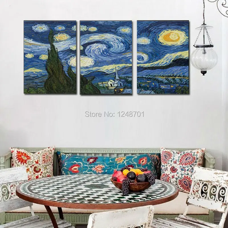 

Van Gogh starry night panel painting printed /handpainted on canvas Vincent Willem home decor oil painting wall art frameless