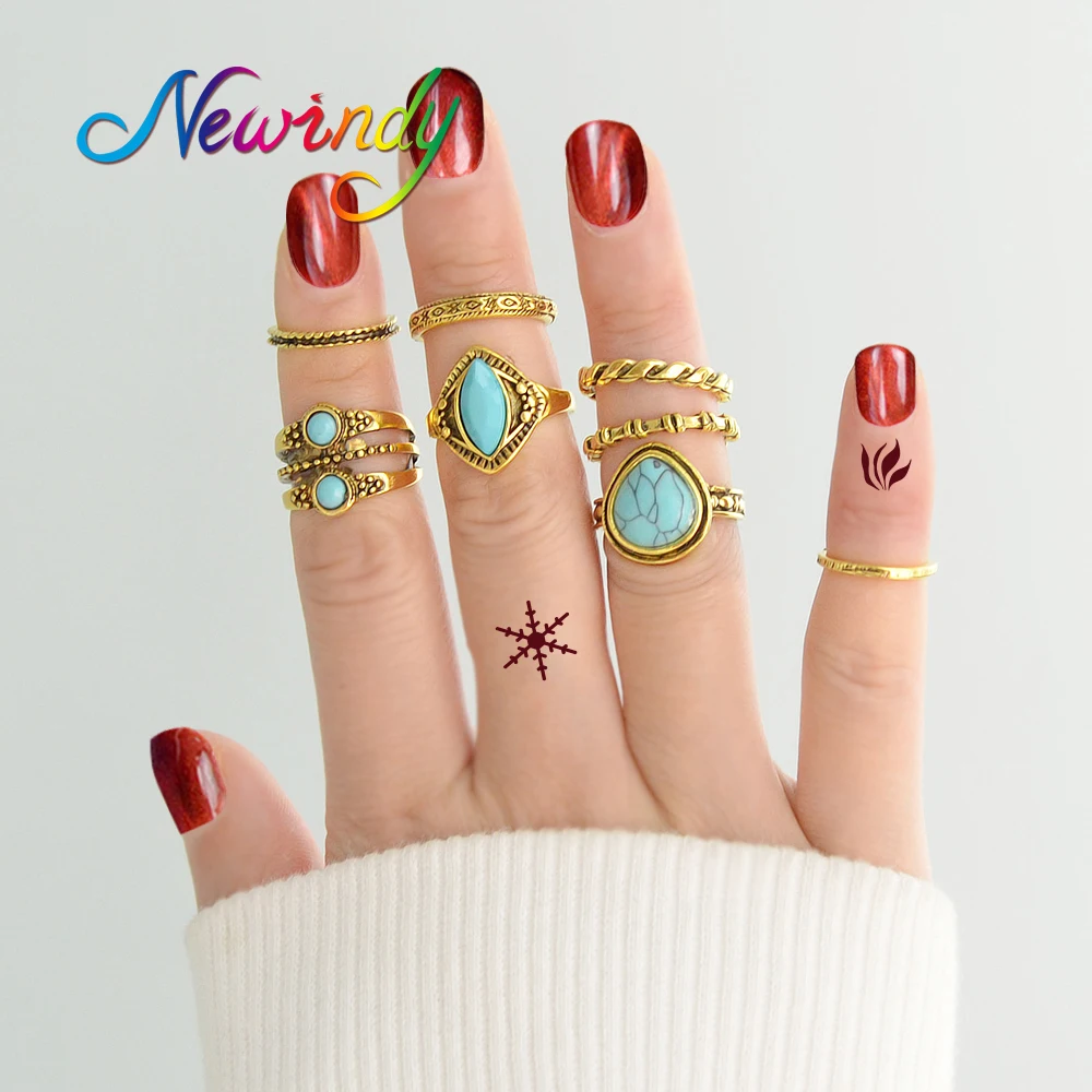 Newindy 8 шт./компл. Винтаж Boho Кольца под старину цвет серебристый Золотой-Цвет с