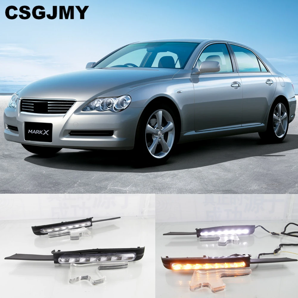 CSGJMY 2PCS DRL LED Daytime Running Light With Turn Signal Fog Lamp For Toyota MARK X REIZ 2004 2005 2006 2007 2008 2009 | Автомобили и