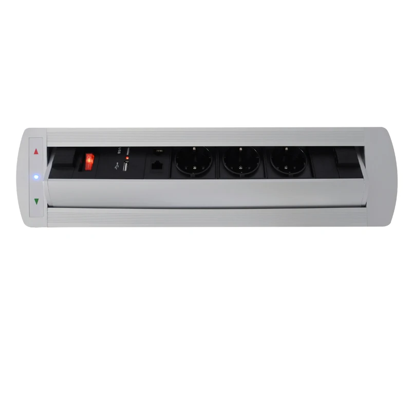 Silver Flipping Electric Socket with 3*European power and USB Charger Rj45 Smart /Intelligent | Электроника