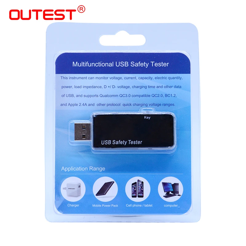 

OUTEST Digital Dispay 3V-30V USB Tester Current Voltage Charger Capacity Doctor quick charge power bank meter voltmeter