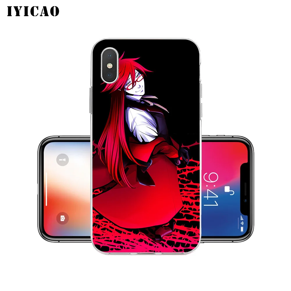 IYICAO Черный Дворецкий Grell Sutcliff Мягкий силиконовый чехол для телефона iPhone X XR XS MAX 6 6s