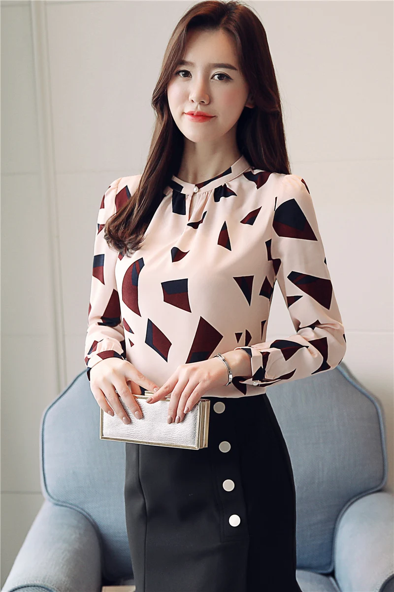 new arrived 2020 spring blouse women printed shirt female long sleeve chiffon office lady fashion bottoming D487 30 | Женская одежда