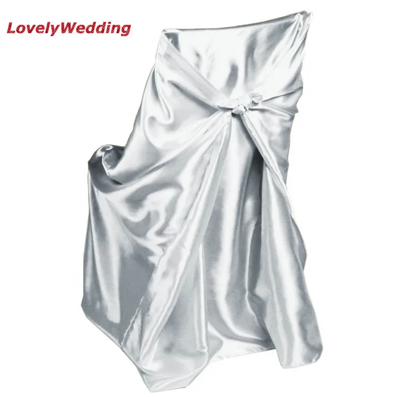 High quality White Universal Satin Chair Cover For Home Banquet Wedding Decoration/self-tie satin chair cover/covering the | Дом и сад