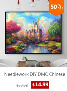 Рукоделие сделай сам DMC китайская круговая картина Лотос, Плюм, сосна, олень, рыба, магнолия красная ткань с принтом крестиком для вышивания комплект