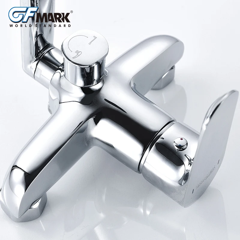 GFmark Поворотный смеситель для душа с длинным Изливом настенный хромированный