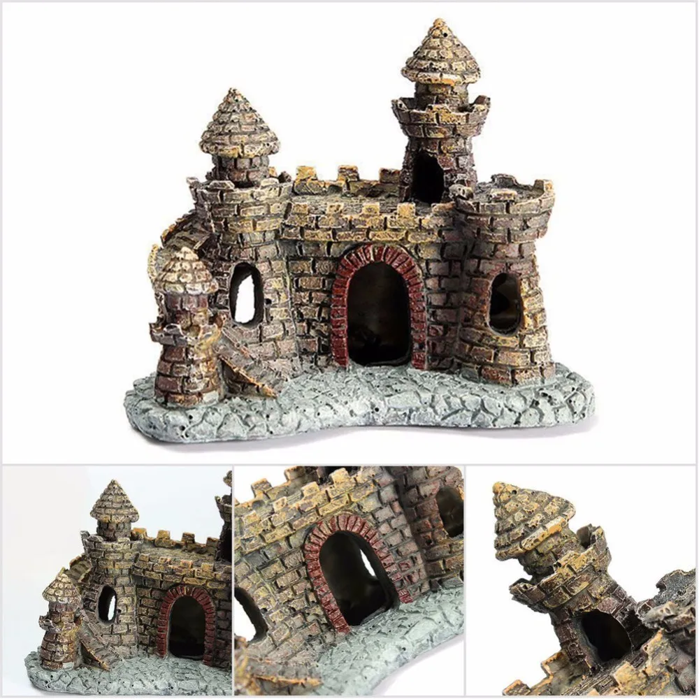 Artificial House Castle Hill Fish Tank Decorative Ornament Aquarium Landscape Ornaments Crafts Aquatic Decorations for | Дом и сад