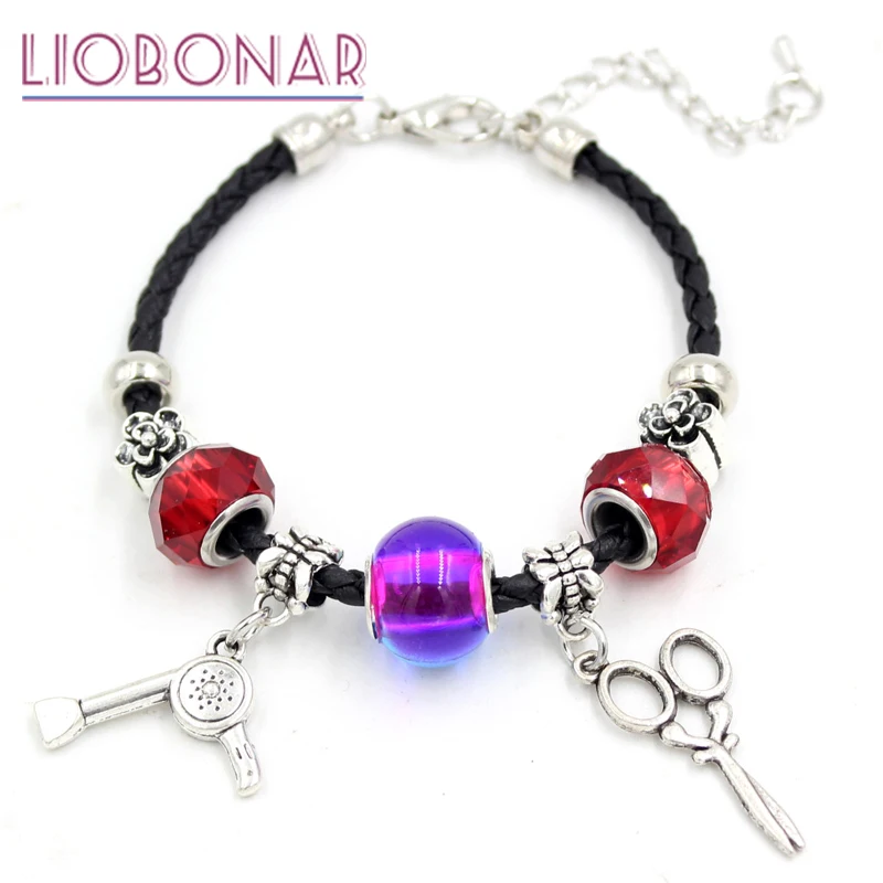 10 шт. оптовая продажа плетеный кожаный браслет аксессуары для волос ножницы фена