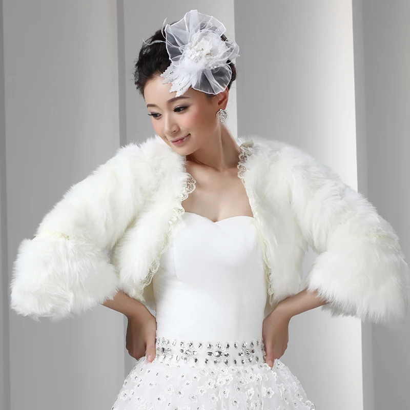 Искусственного Меха Болеро С Рукавами Кружева Украшенные Короткие Женщины