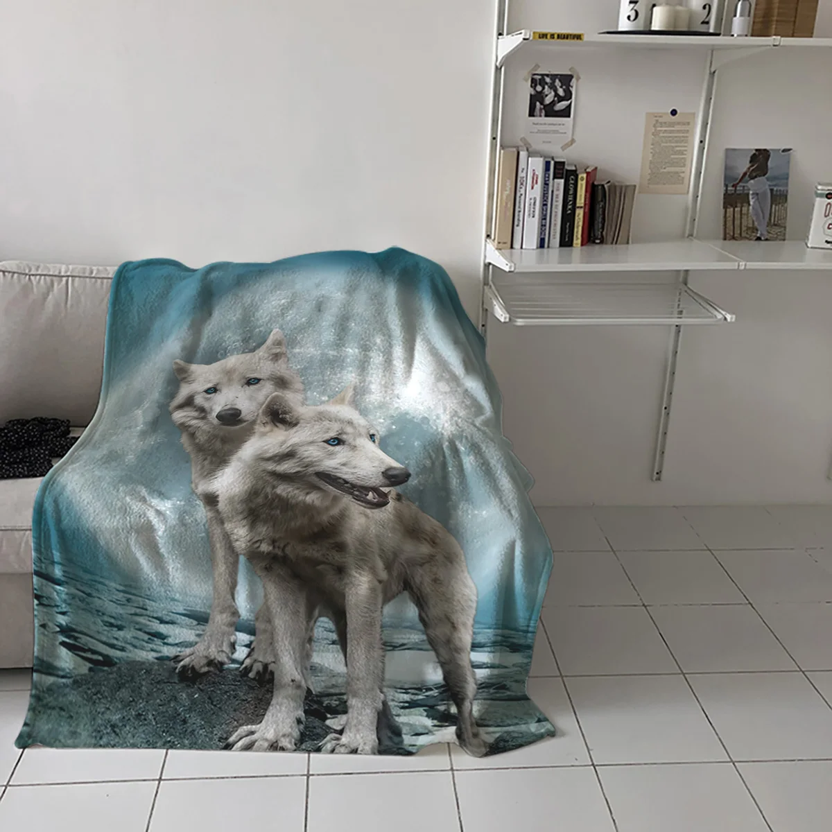 Модное мягкое Фланелевое Флисовое одеяло с рисунком ночной Луны волка тканевое