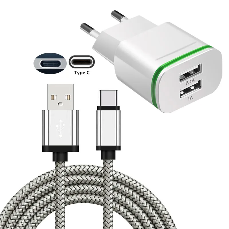 Charger and 1M Cable USB Зарядное устройство для samsung Galaxy A3/A5/A7 Note 8 9 S8 S9 Тип C кабель короткие 0,2/1/2 М длинные USB-C мобильный шнур - Тип штекера: Charger and 1M Cable