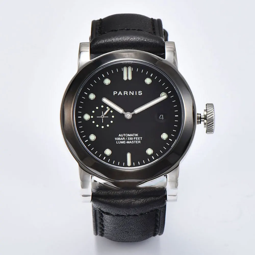 Мужские часы parnis черное окно с датой набора 44 мм|watch men|watch men watchwatch watch |