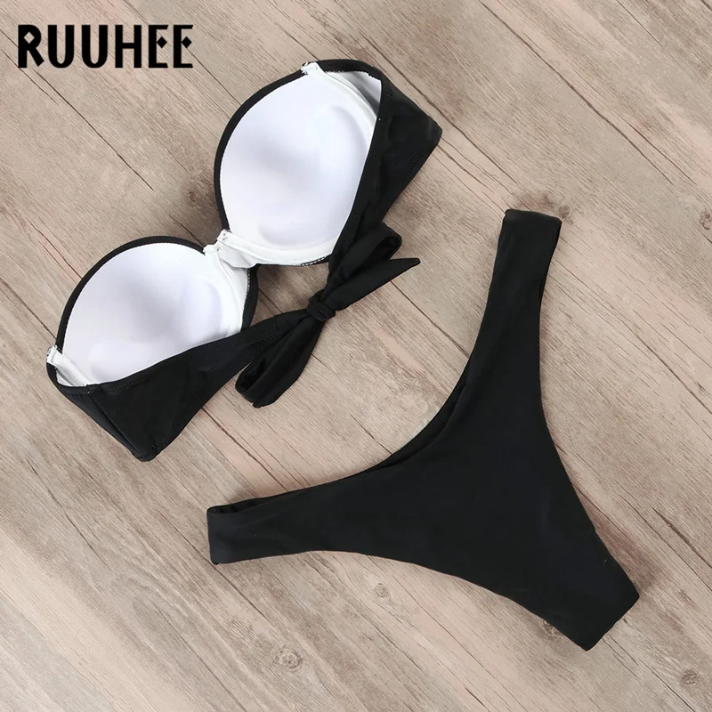 RUUHEE, бикини, купальник для женщин, купальник,, леопард, Бразильский бикини, набор, купальный костюм с пуш-ап, женская летняя пляжная одежда, бикини