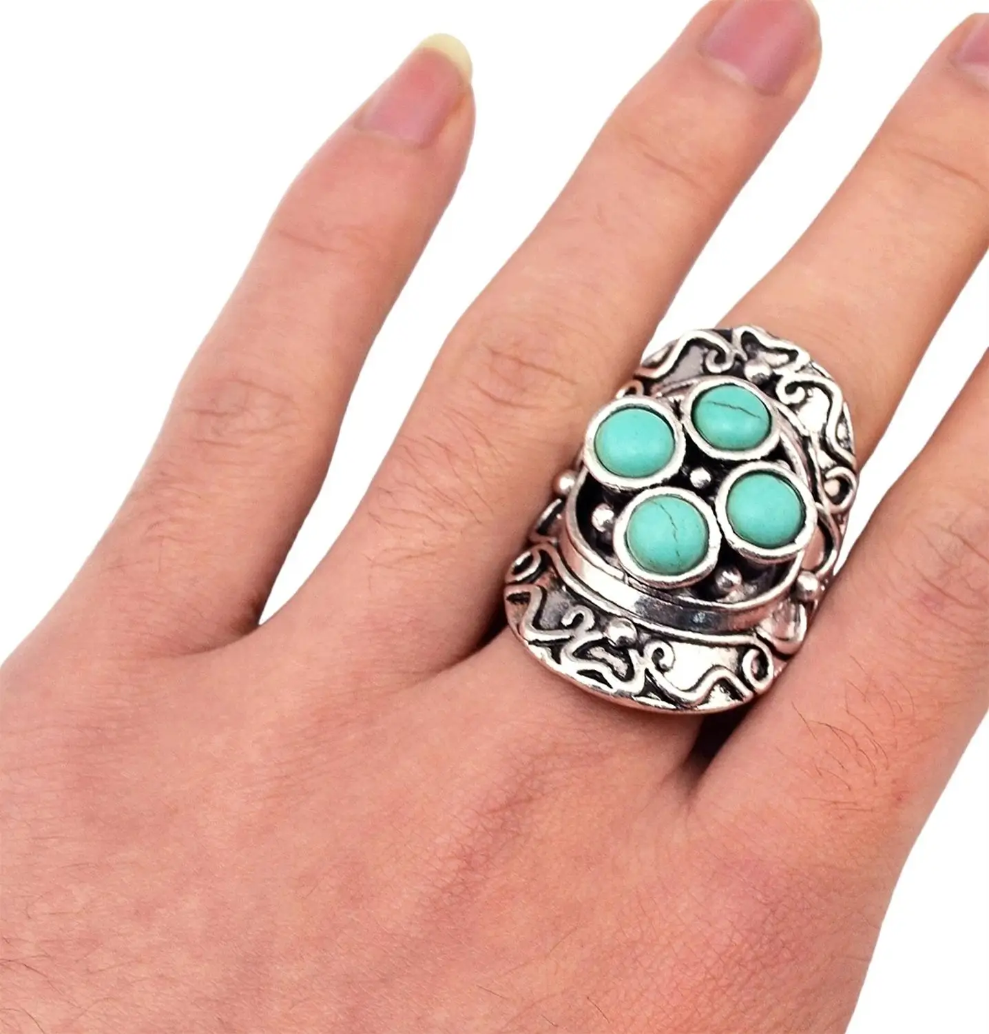 Fashion Bohemian Vintage color Metal Green Stone Midi Finger Knuckle Rings for Women Men Gifts Party Adjusteable Bijoux Jewelry | Украшения