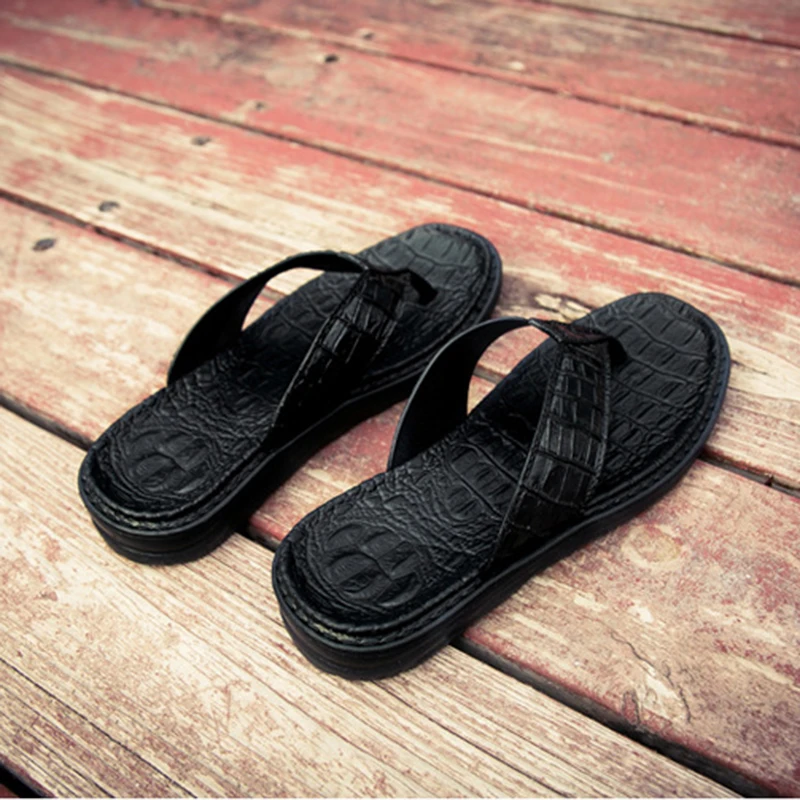 Мужские сланцы из крокодиловой кожи сезон лето-осень пляжные сандалии