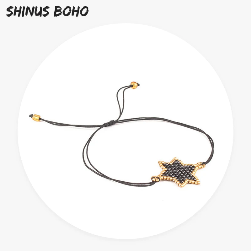 SHINUSBOHO Миюки бусины Шарм браслет для женщин 4 цвета Золотая Звезда двухслойный