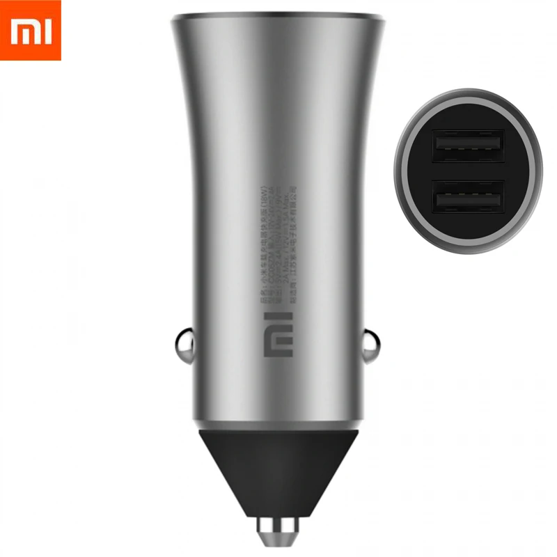 Оригинальное автомобильное зарядное устройство Xiaomi, двойное USB, 18 Вт, 5 В, 2,4 А, быстрая зарядка, светодиодный, универсальное, быстрое зарядное устройство для samsung iPhone huawei Phone E10