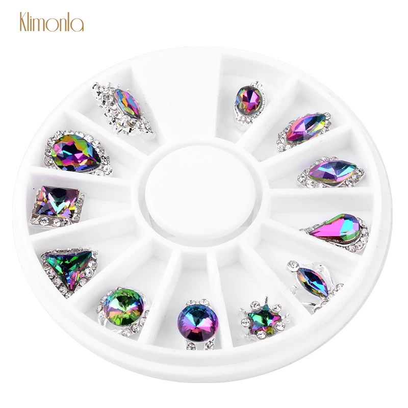 

12 Designs Nail Art Wheel Rhinestone 3D Crystal Nail Glitter Jewelry Accessories Shinning Nail Decoration DIY Manicure Tips