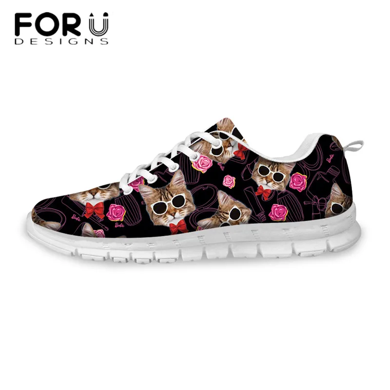 CC1158AQ FORUDESIGNS/повседневные женские кроссовки года с милым животным принтом кота; Женская легкая плоская обувь для отдыха; женская обувь на плоской подошве; zapatos mujer - Цвет: CC1158AQ