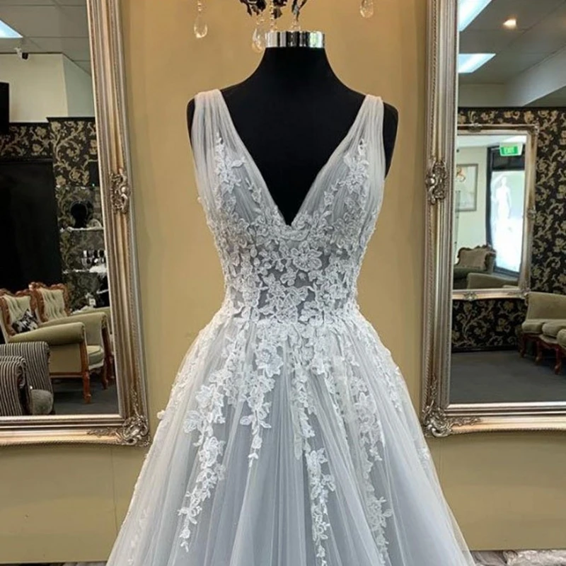WD0821 Robe De Mariage сексуальные новые кружевные тюлевые Свадебные платья трапециевидной формы с v-образным вырезом винтажные свадебные платья