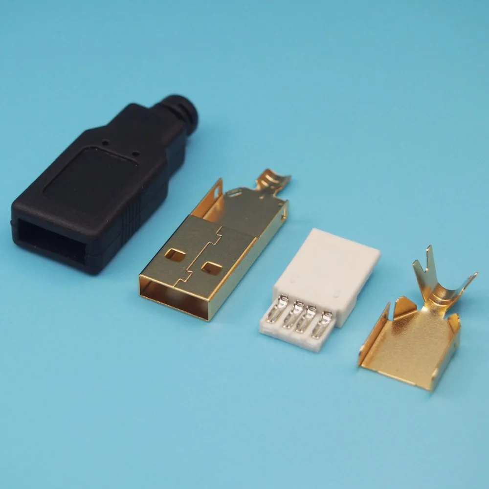 25 компл./лот позолоченный сделай сам 4 в 1 тип А 2 0 USB контактный Штекерный разъем с