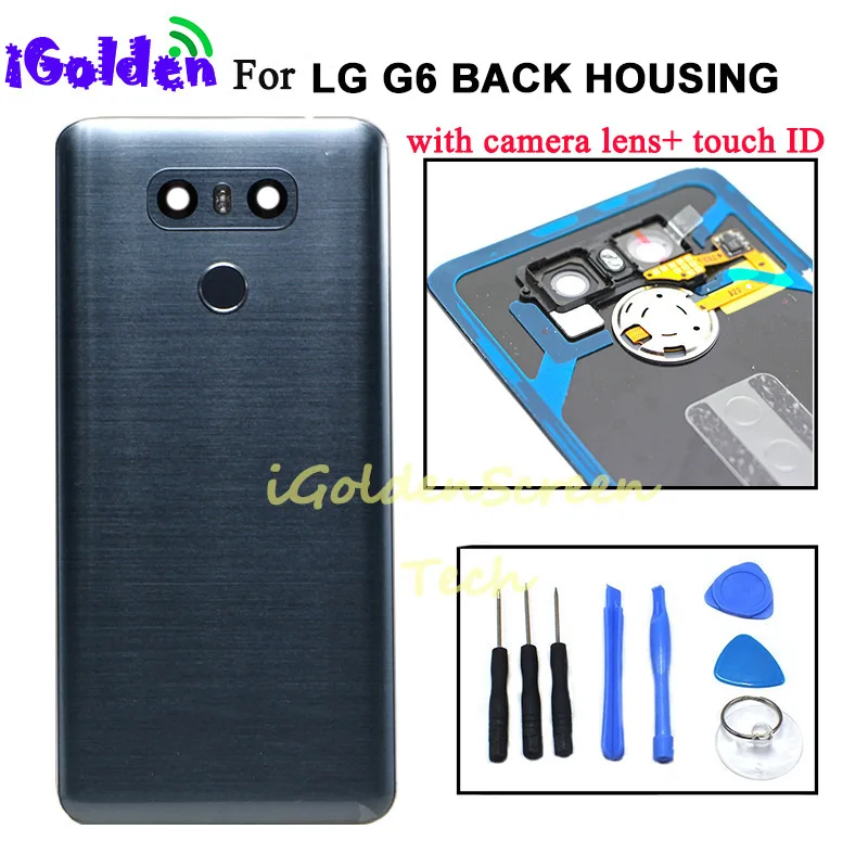 Задняя крышка для Lg g6, крышка батареи, чехол для двери, корпус с объективом камеры, стекло, сенсорный ID, замена для G6 LS993 US997 VS998 H870